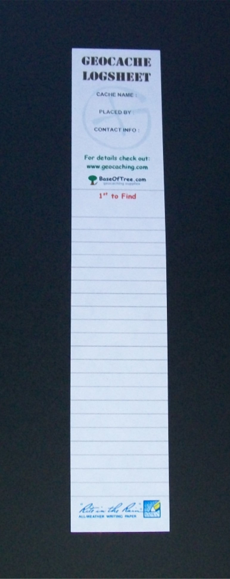 Logsheet - RITR - Micro - White - Various Sizes