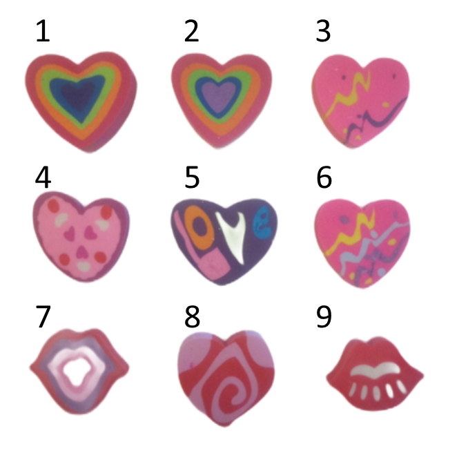 Heart/Lips Eraser - different designs
