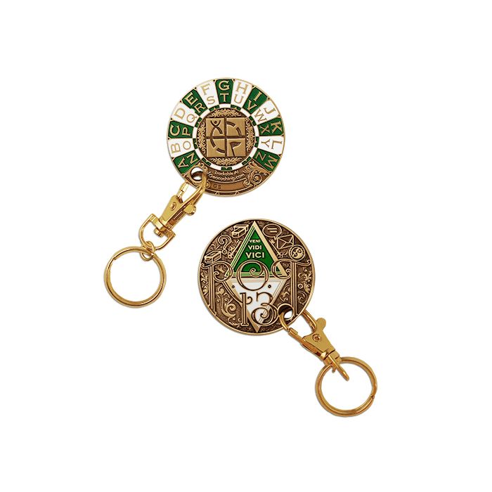 Rot13 Decoder Key Chain Geocoin- Gold