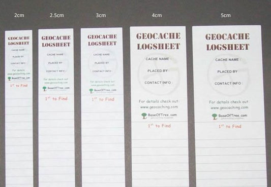 10x Logsheets - RITR - Micro - White - Various Sizes