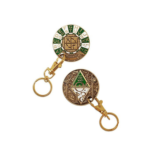 Rot13 Decoder Key Chain Geocoin- Gold