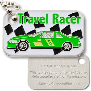 Travel Racer Late Model Green Trackable Tag